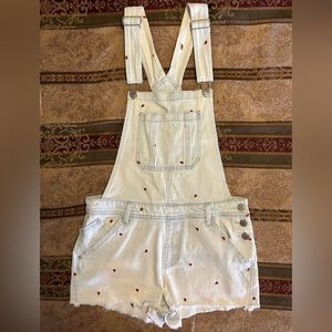 Womens Denim Overalls Shorts Medium